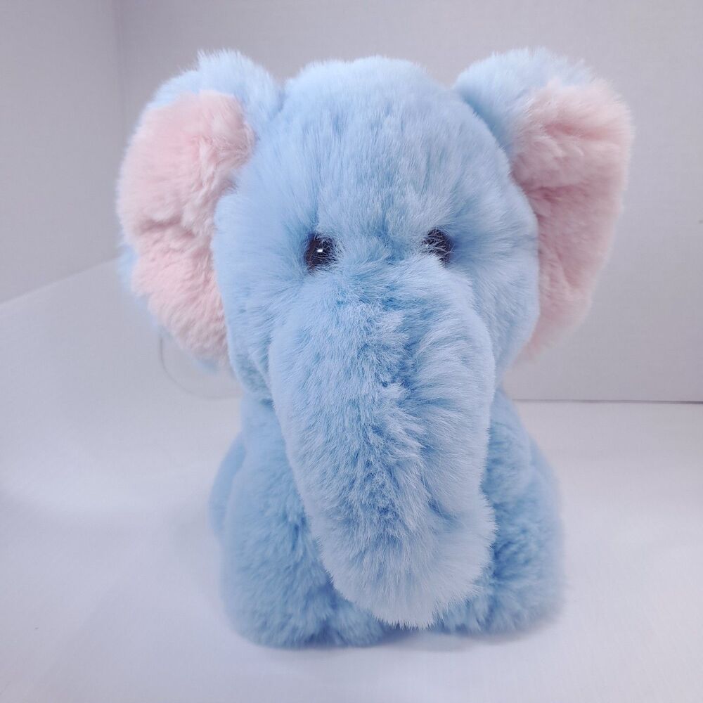 World's Softest Plush Elephant Blue Stuffed animal pastel pink fluffy soft fuzzy